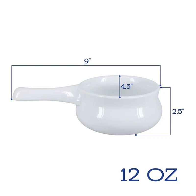 Onion Soup 12 oz. White Bowls, Set of 4