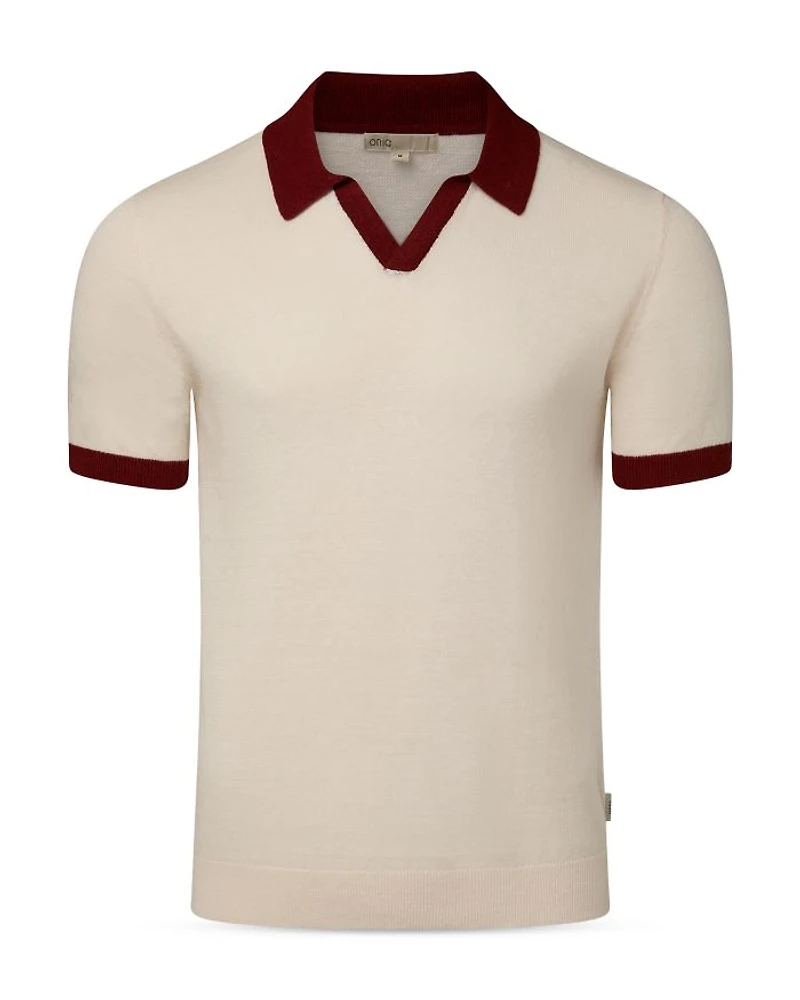 Linen Color Blocked Polo Shirt
