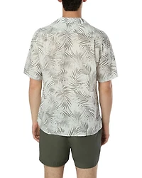Vacation Palm Frond Printed Button Down Camp Shirt