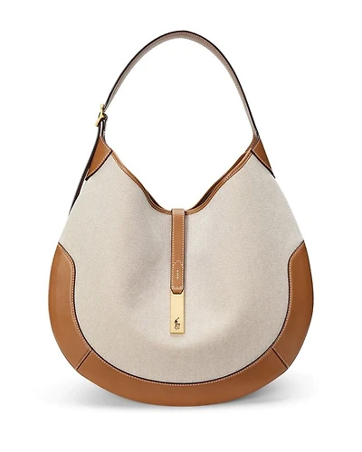 Polo ID Medium Leather Trim Canvas Shoulder Bag