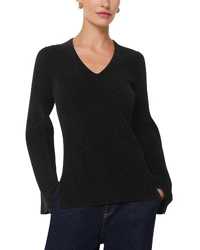 Chenille V Neck Knit Sweater