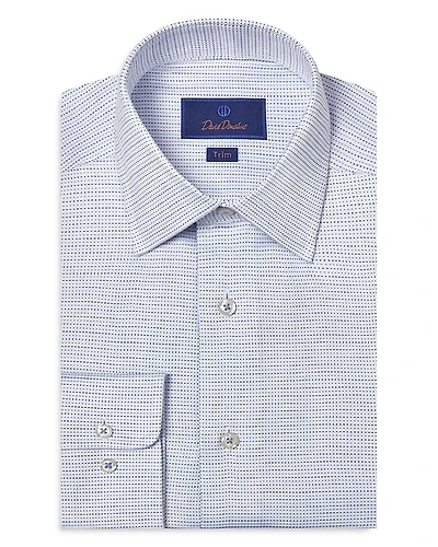 David Donahue Trim Fit Micro Dobby Dot Dress Shirt