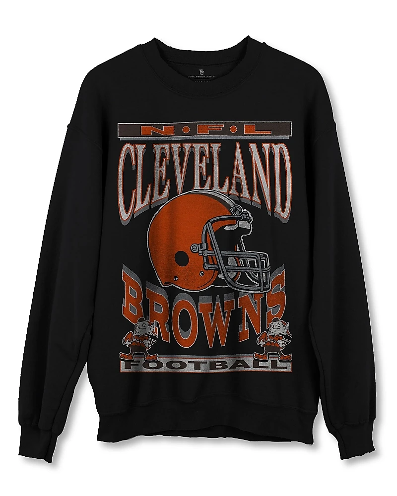 Junk Food Clothing Nfl Unisex Cleveland Browns Helmet Flea Market Crew Fleece Sweatshirt