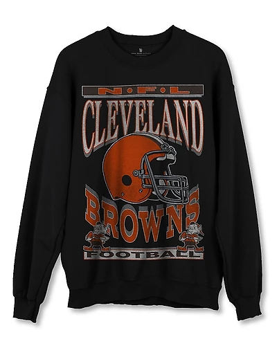 Junk Food Clothing Nfl Unisex Cleveland Browns Helmet Flea Market Crew Fleece Sweatshirt