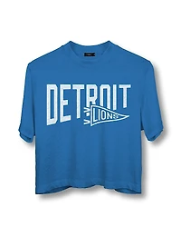 Junk Food Clothing Women's Nfl Detroit Lions Dual Threat Mock Neck Crop Tee