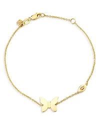 Wicked x Sydney Evan14K Yellow Gold Glinda Pure Butterfly Pink Sapphire Chain Bracelet
