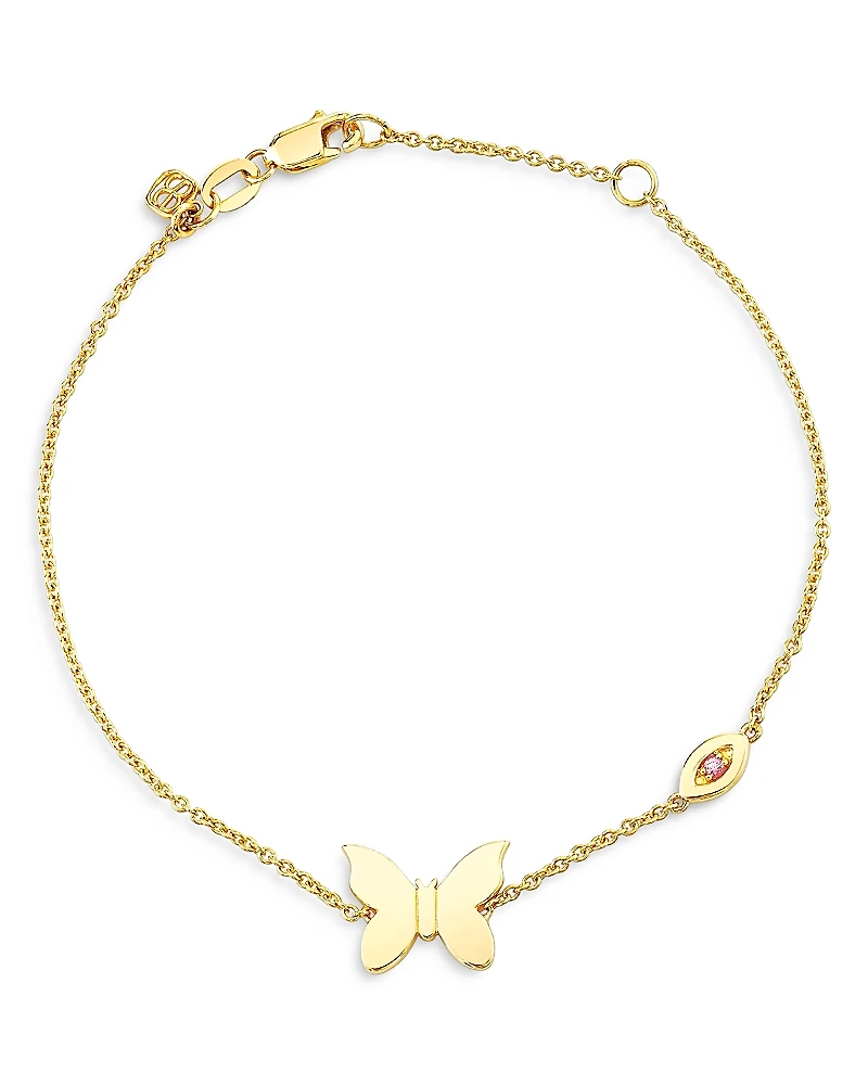 Sydney Evan Wicked x Sydney Evan 14K Yellow Gold Glinda Pure Butterfly Pink Sapphire Chain Bracelet
