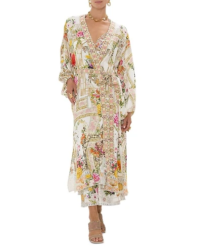 Silk Blouson Sleeve Layer Swim Cover Up in Egyptian Rose
