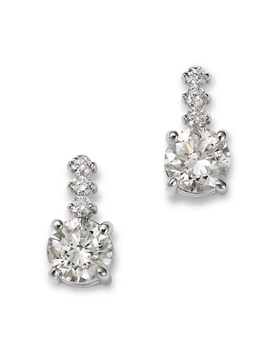 14K White Gold Diamond Drop Earrings, 1.0 tcw