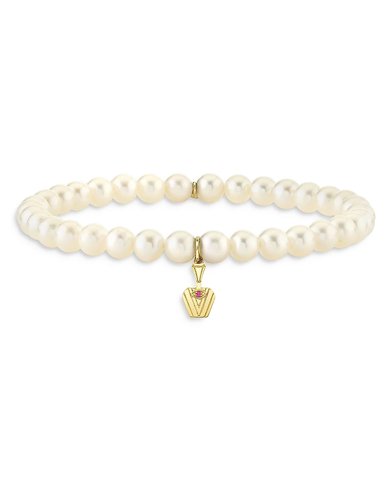 Sydney Evan Wicked x Sydney Evan 14K Yellow Gold Glinda Pure Potion Bottle Charm Freshwater Pearl Bracelet