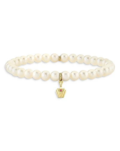 Sydney Evan Wicked x Sydney Evan 14K Yellow Gold Glinda Pure Potion Bottle Charm Freshwater Pearl Bracelet