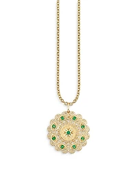 Wicked x Sydney Evan 14K Yellow Gold Emerald Filigree Pendant Necklace, 16"