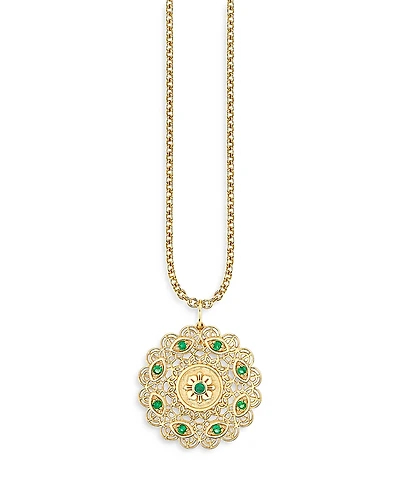 Sydney Evan Wicked x Sydney Evan 14K Yellow Gold Emerald Filigree Pendant Necklace, 16