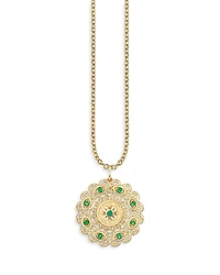 Sydney Evan Wicked x Sydney Evan 14K Yellow Gold Emerald Filigree Pendant Necklace, 16