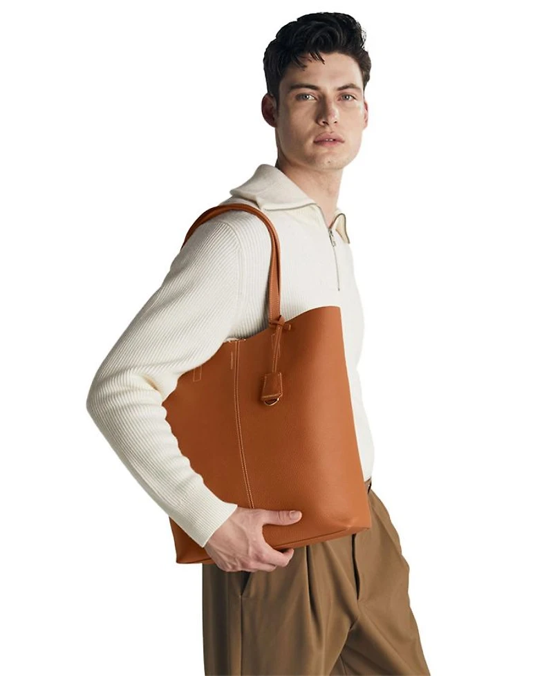Tall Leather Soft Tote Bag