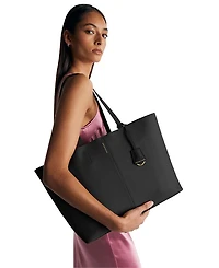 Large Leather Zipped Soft Tote