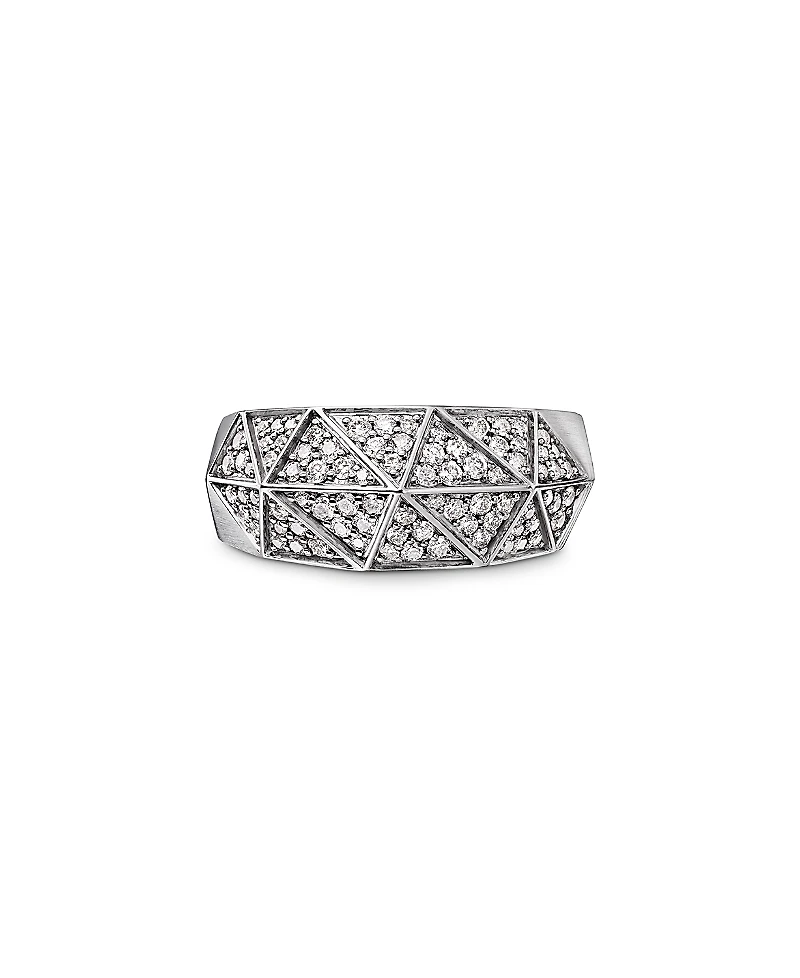 David Yurman Men's Sterling Silver Faceted Diamond Pave Ring