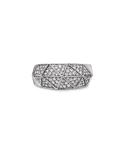 David Yurman Men's Sterling Silver Faceted Diamond Pave Ring