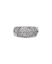 David Yurman Men's Sterling Silver Faceted Diamond Pave Ring