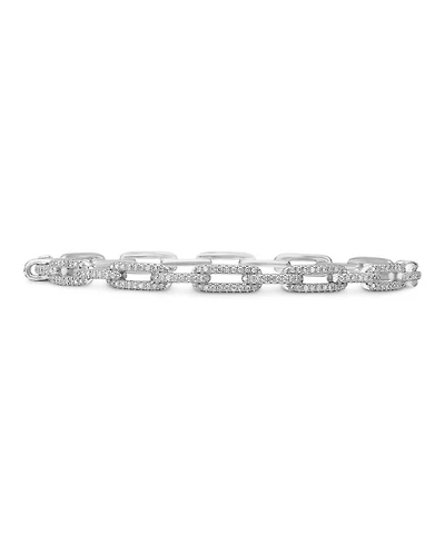 Stax Chain Link Bracelet with Diamonds in 18K White Gold