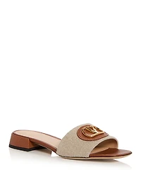 Valentino Garavani Women's VLogo Leather and Canvas Slide Sandals