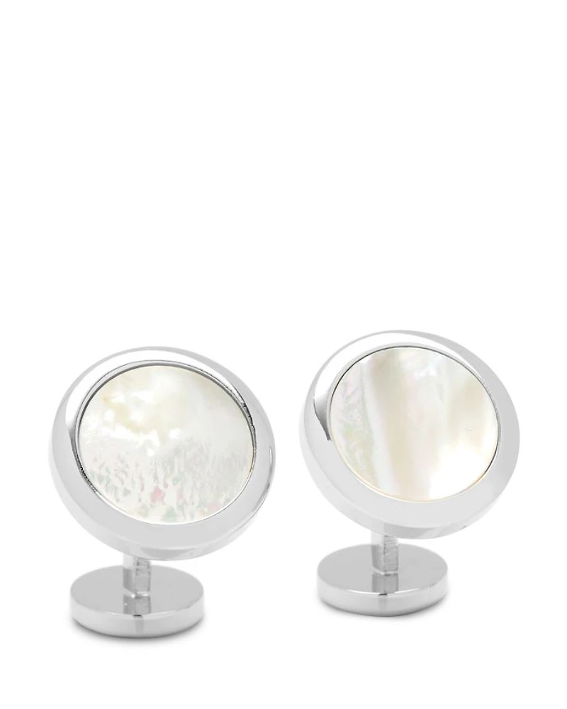 Double Sided Mother of Pearl Round Beveled Stud Set
