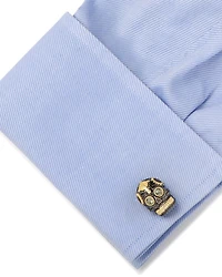Black and Gold Vermeil Day of the Dead Skull Cufflinks