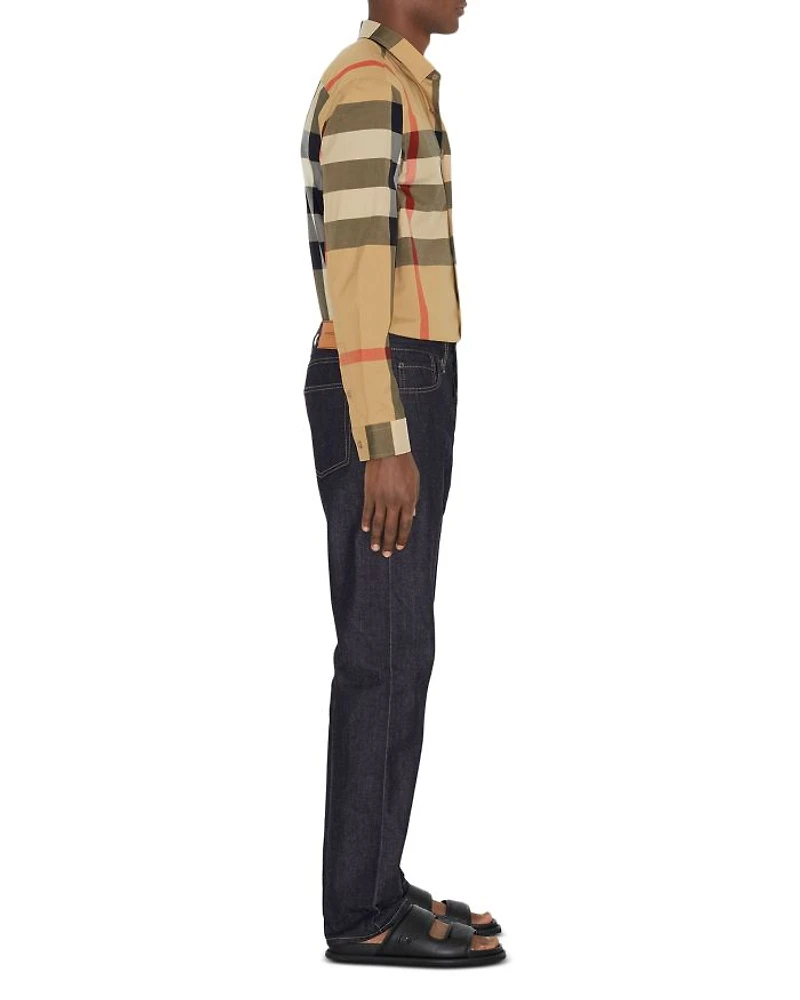 Summerton Cotton Poplin Check Slim Fit Button Down Shirt