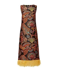 Column Dress (With Feathers) Jacquard Sicomore Black
