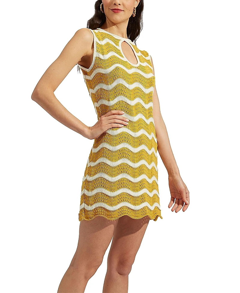 La DoubleJ Wavy Mini Dress Avorio / Giallo Ivory