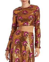 Holly Crop Top Textured Sequins Rust