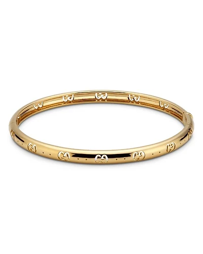 18K Yellow Gold Icon Logo Double G Cut Out Bangle Bracelet