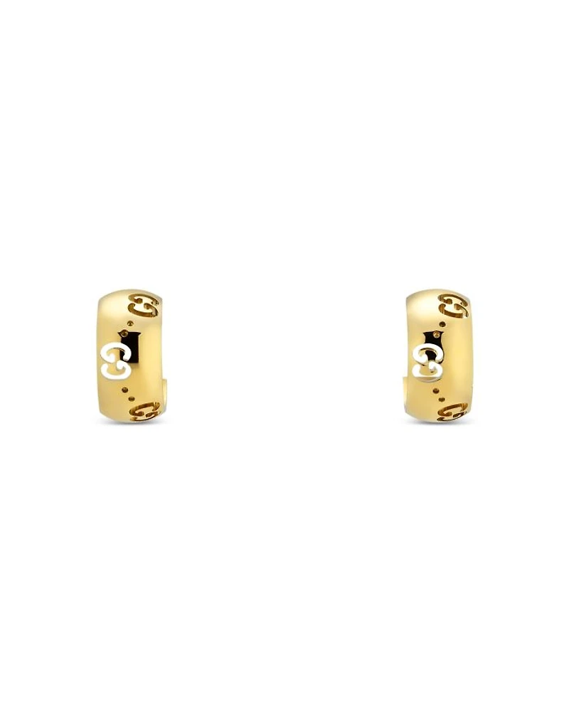 18K Rose Gold Icon Logo Hoop Earrings