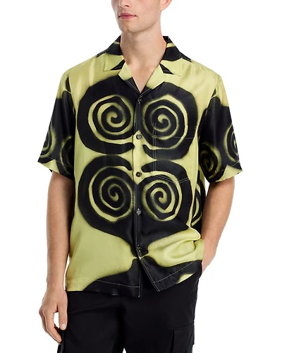 Bodil Silk Printed Button Down Camp Shirt