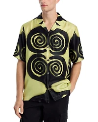 Bodil Silk Printed Button Down Camp Shirt