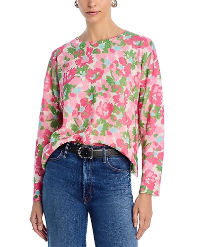 C by Bloomingdale's Cashmere Spring Floral Crewneck Sweater - Exclusive