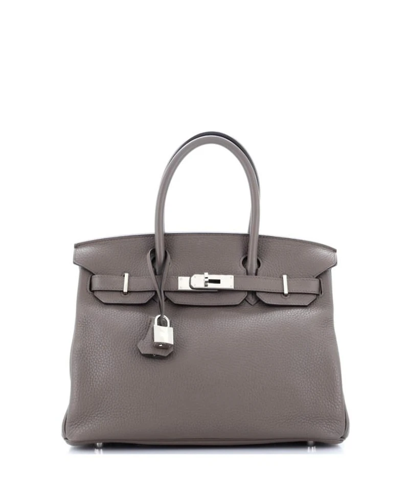 Birkin 30 Handbag Grey Clemence with Palladium Hardware