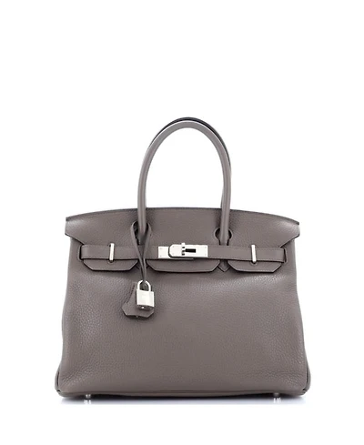 Birkin 30 Handbag Grey Clemence with Palladium Hardware