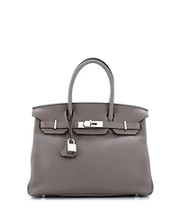 Birkin 30 Handbag Grey Clemence with Palladium Hardware