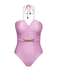 Leila Shimmer Halter One Piece Swimsuit