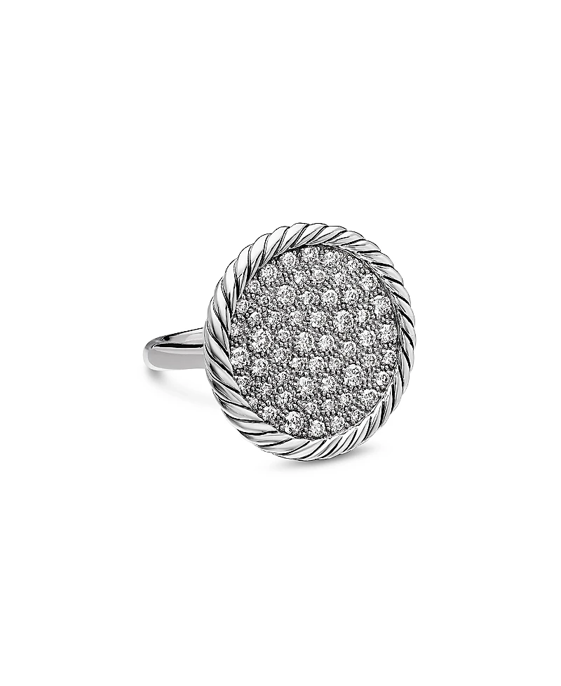 David Yurman Sterling Silver Dy Elements Pave Diamond Ring
