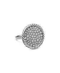 David Yurman Sterling Silver Dy Elements Pave Diamond Ring