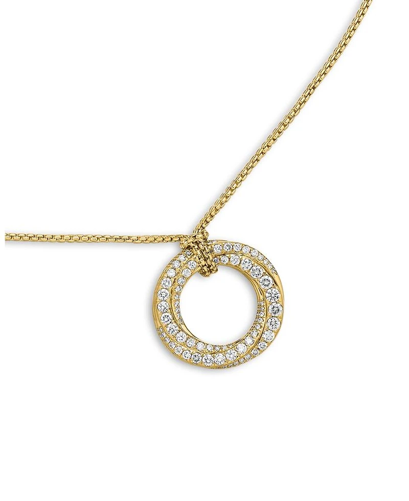Pavé Crossover Pendant Necklace in 18K Yellow Gold with Diamonds, 21mm