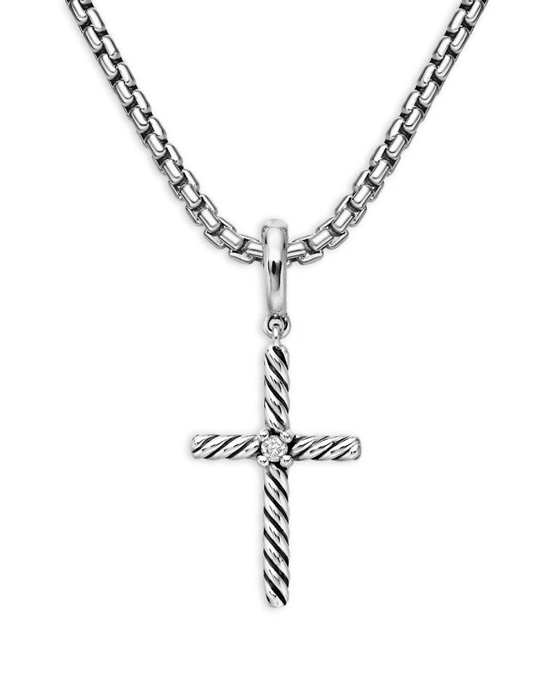Sterling Silver Amulets Diamond Cross Pendant