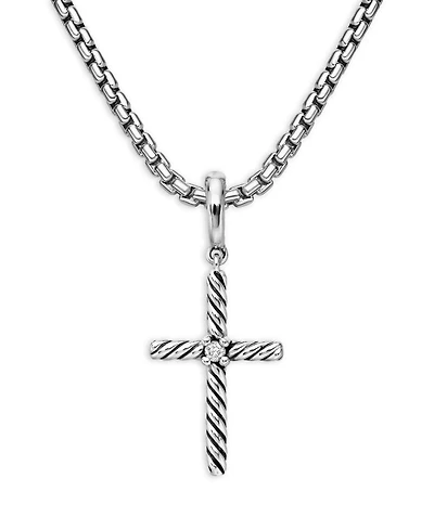 Sterling Silver Amulets Diamond Cross Pendant