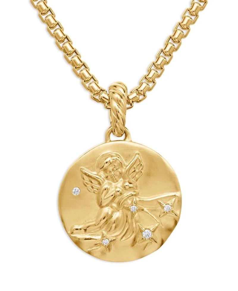 18K Yellow Gold Diamond Zodiac Amulet Pendant