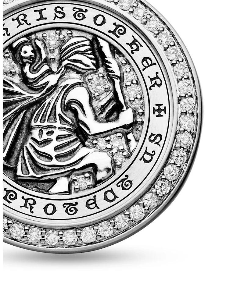 Sterling Silver Diamond St. Christopher Medallion Amulets