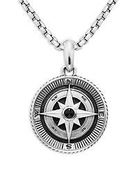 David Yurman Men's Sterling Silver Maritime Compass Amulet with Black Diamond
