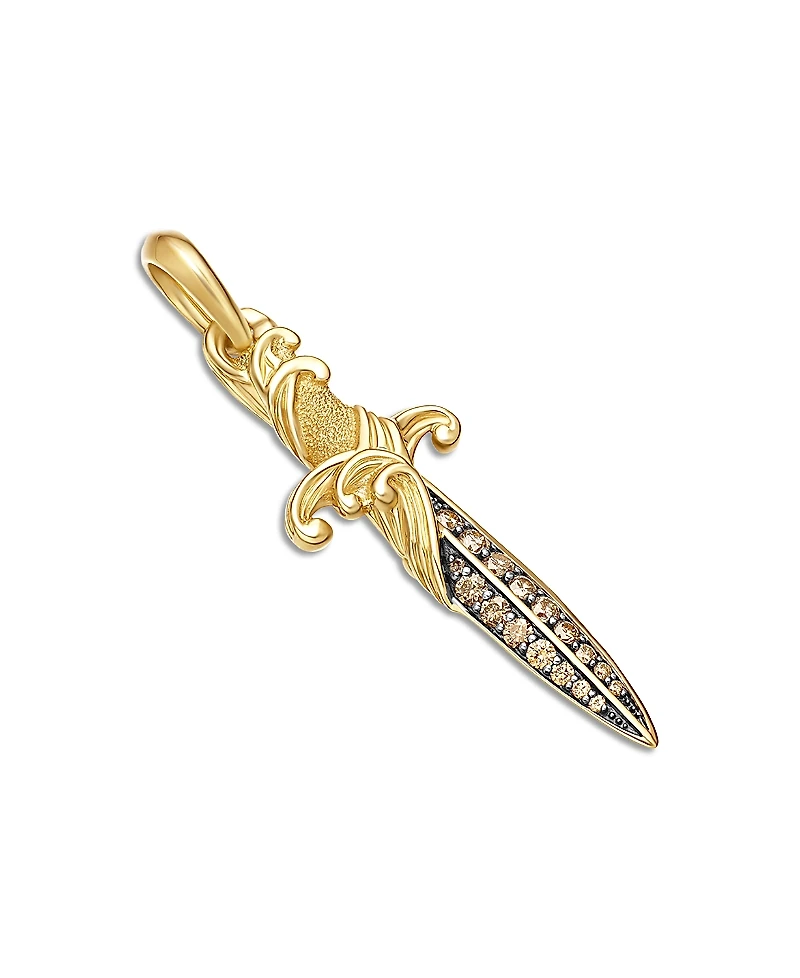 David Yurman 18K Yellow Gold Cognac Diamond Dagger Amulet Pendant