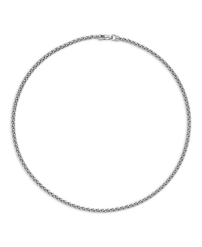 Men's Sterling Silver Wheat Chain Necklace 24", 4mm